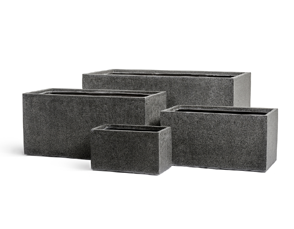 Кашпо TREEZ Effectory Stone Низкий прямоугольник Тёмно-серый камень д-60, ш-30, в-30 см 41.3319-01-024-GR-060
