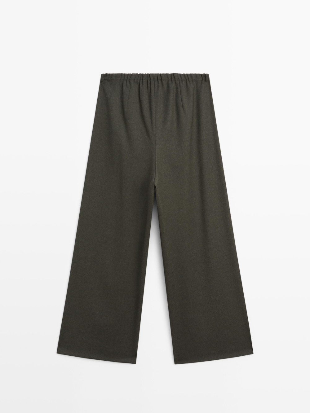 Massimo Dutti Брюки широкого кроя с вытачками и эластичным поясом, темно-зеленый