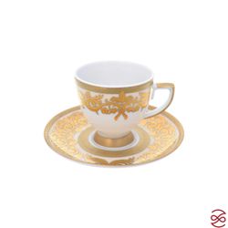 Набор кофейных пар Falkenporzellan Natalia creme gold 100мл