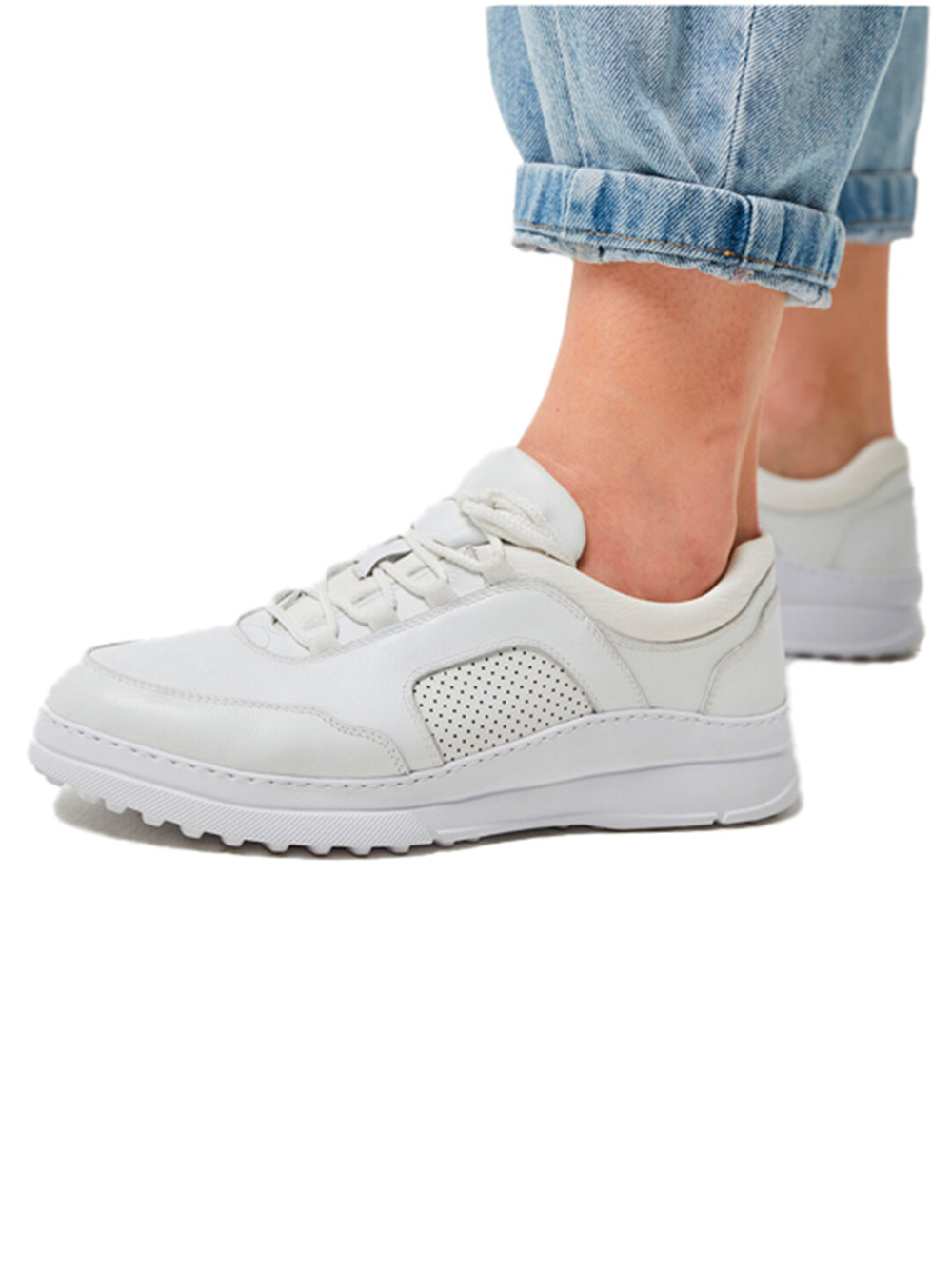 Кроссовки женские AMPAR TERA из натуральной кожи, белый, 40