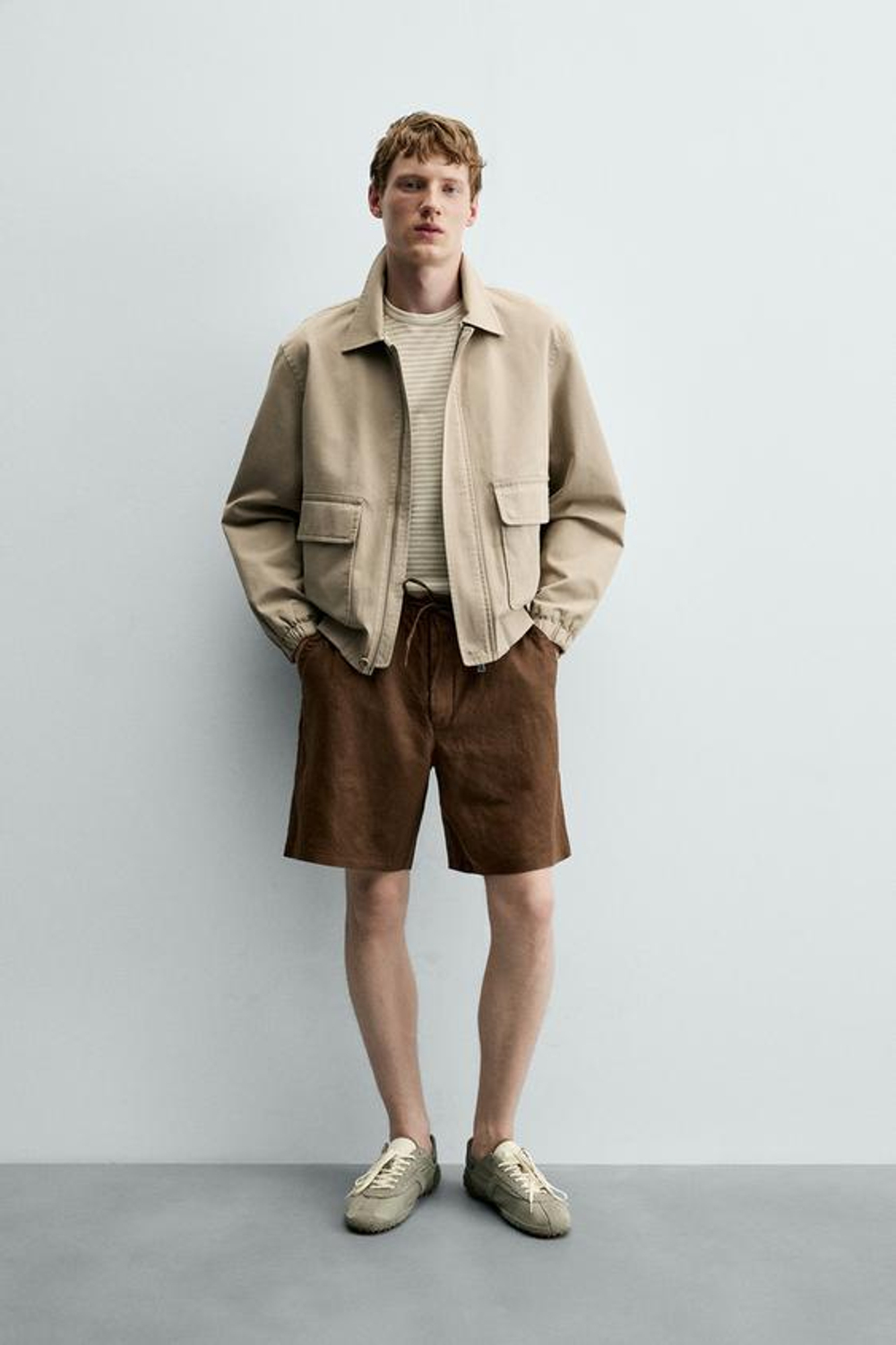 ZARA ШОРТЫ RELAXED FIT ИЗ 100% ЛЬНА, КОРИЧНЕВЫЙ