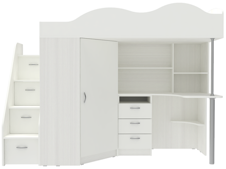 Кровать-чердак КарИВи Пионер Белое Дерево Белый