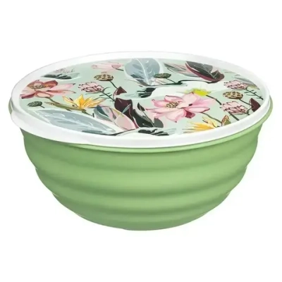 Миска Latina 2,1л с крышкой с декором (зеленый)