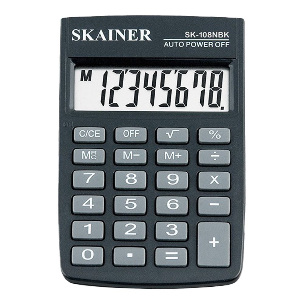 Калькулятор карманный SKAINER 8 Bit, LCD, 8.8*5.8*1 см, чёрный Калькулятор карманный SKAINER 8 Bit, LCD, 8.8*5.8*1 см, чёрный