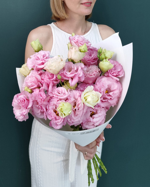 Букет розовой эустомы,9 веток(00291)