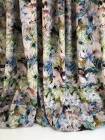 Штапель принт цветы акварель, оливка/синий/серый на молочном D12C1