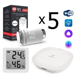 Комплект управления Royal Thermo для 5 радиаторов по Wi-Fi Smart Heat HH-01/THS30ZB, белый