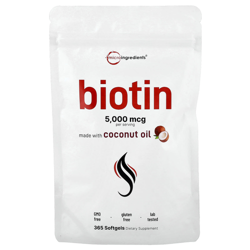 Micro Ingredients, Биотин, 5000 мкг, 365 капсул