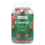 YumVs, комплекс витаминов группы B с витамином C в жевательных таблетках, со вкусом клубники, 70 жевательных таблеток