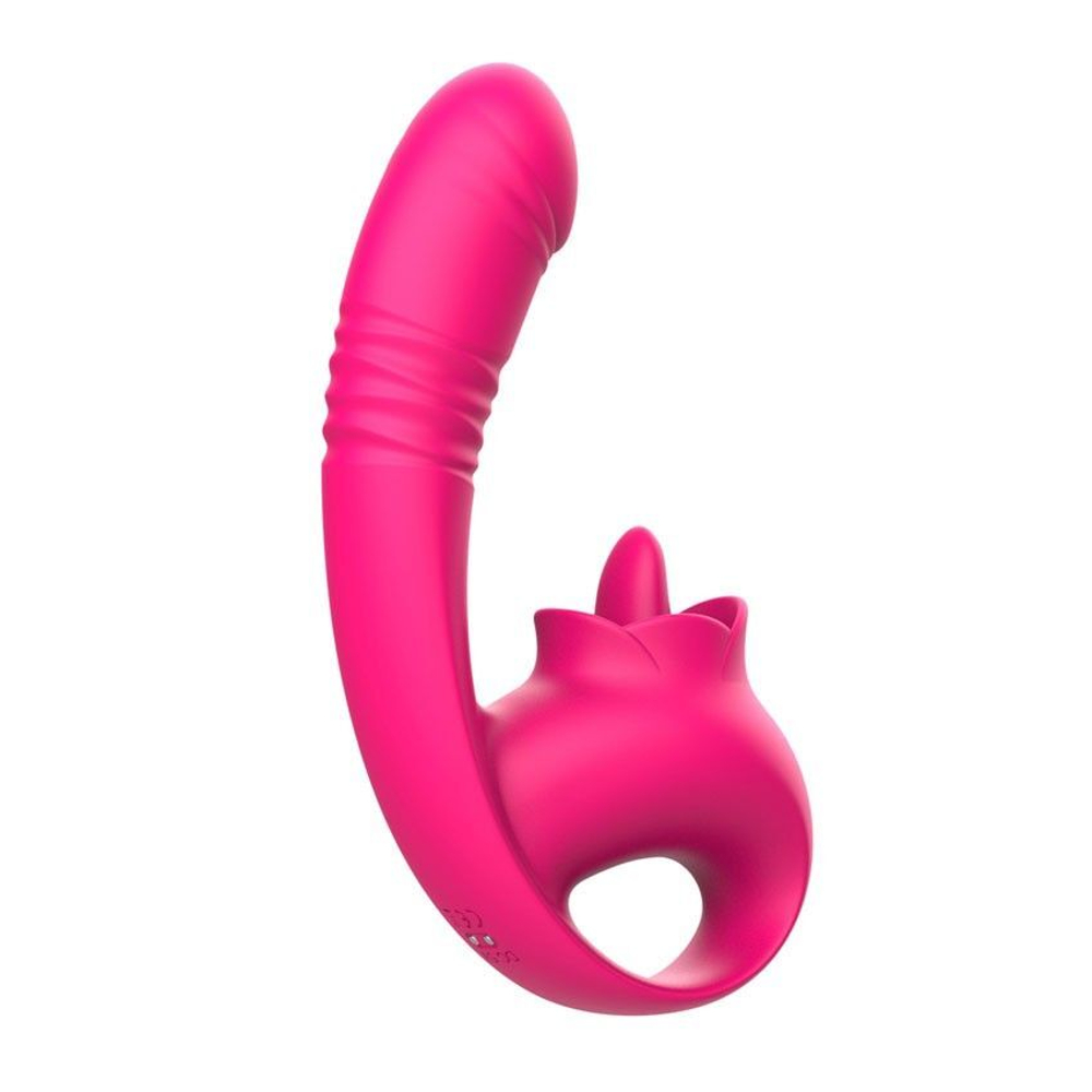 Розовый изогнутый вибратор с фрикциями - 19,7 см. (Цвет: розовый)