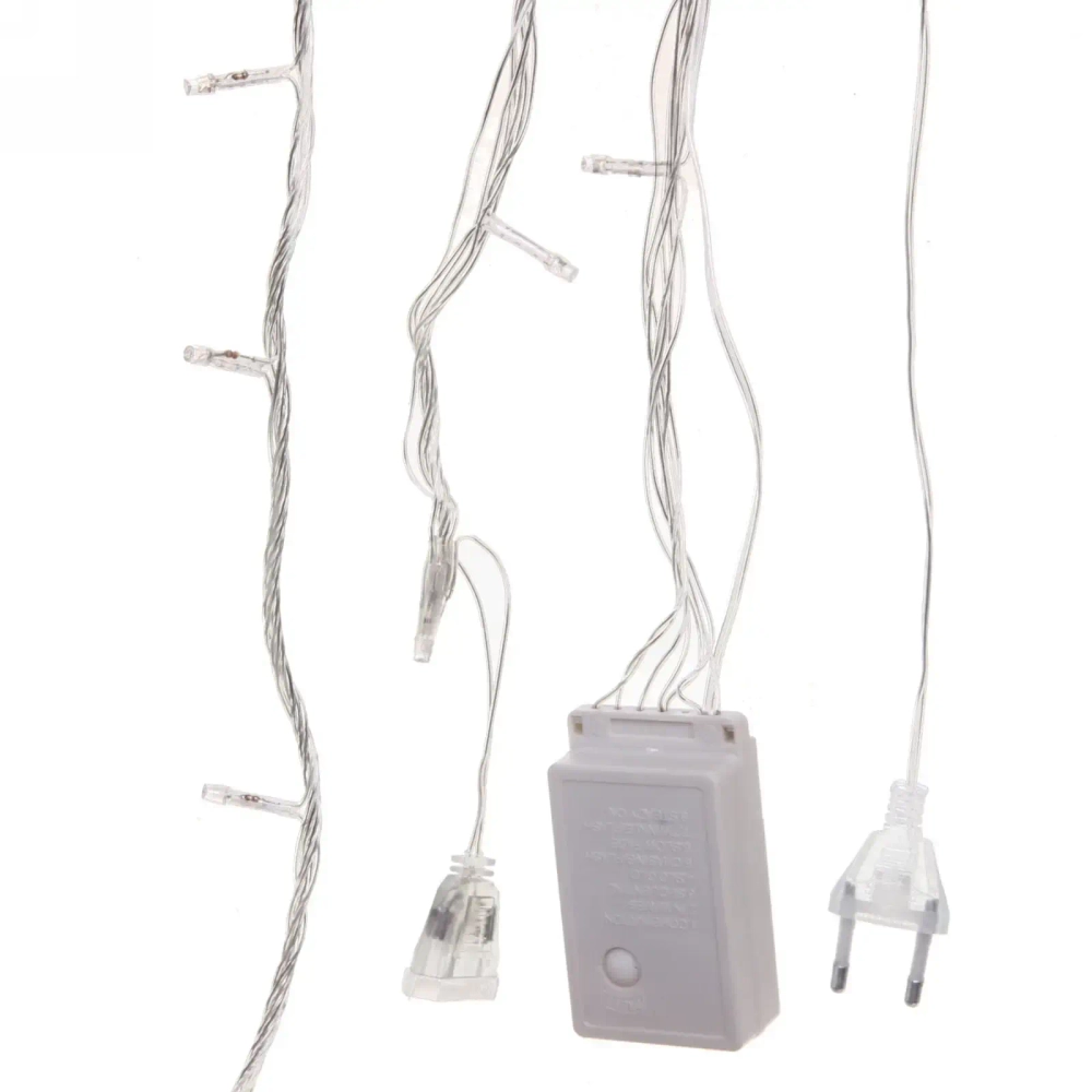 Гирлянда для дома «Водопад» нить 9,5м 100 ламп LED прозрач.пров, 8 реж,IP-20, Белый (возможность соединения)