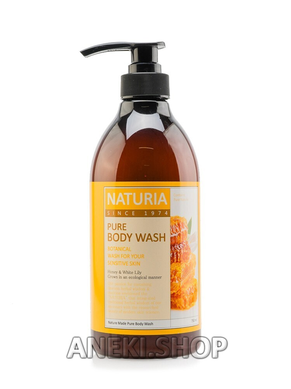 Гель для душа увлажняющий с ароматом лилии, нектарина, меда 750 мл Evas Naturia Pure Body Wash Honey & White Lily