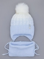 Шапка зимняя вязаная с помпоном и снуд детский