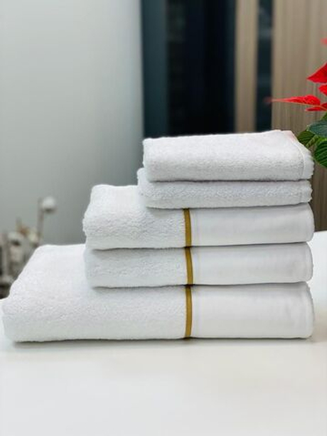 Набор полотенец 5шт Claire Batiste Atelier Brise белый с зеленым кантом