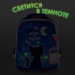 Ранец BRAUBERG FIT, 2 отделения, Night watcher, СВЕТЯЩИЙСЯ, 38х27х14 см, 273108