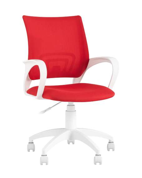 Кресло офисное TopChairs ST-BASIC-W красная ткань крестовина белый пластик
