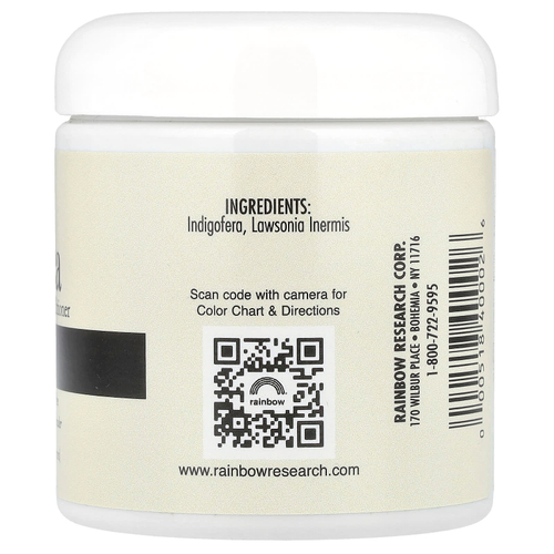 Rainbow Research, хна, краска и кондиционер для волос, черный, 113 г (4 унции)