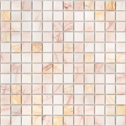 Мозаика из натурального камня Ragno rosso POL 23x23x7 Pietrine 7 mm розовый белый