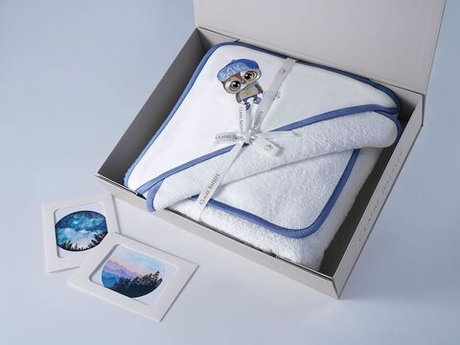Набор полотенец для новорожденных 120х120 Claire Batiste Atelier Smart Boy с капюшоном и салфетками