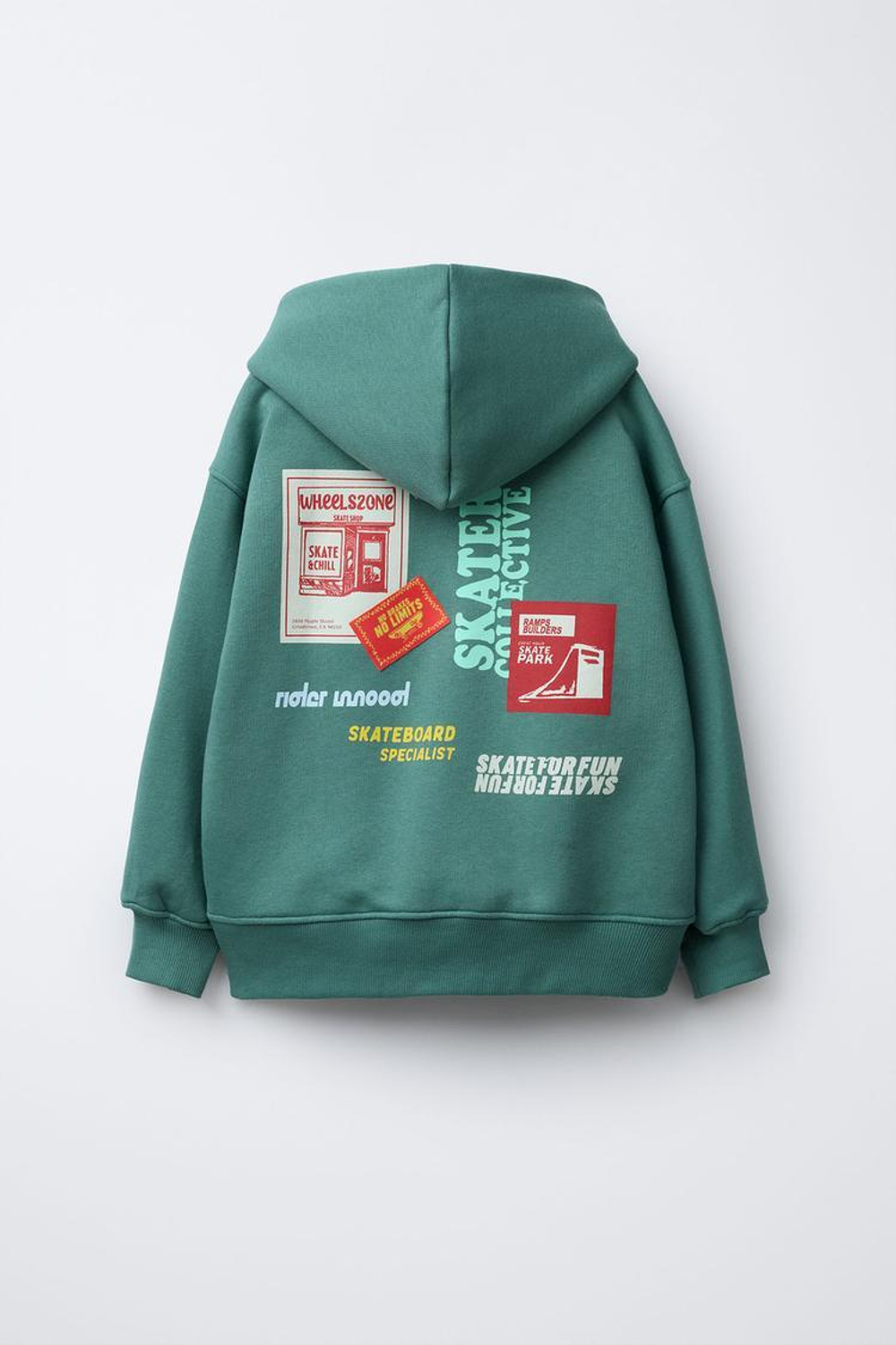 ZARA ТОЛСТОВКА С НАШИВКАМИ SKATE, ЦВЕТ МОРСКОЙ ВОЛНЫ