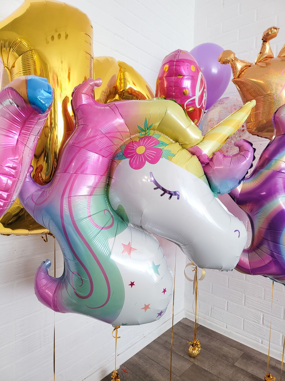 AN Шар фигура Единорог голова спящая 33"/83CM W X 29"/73CM H (БГ-51)  Изображение2