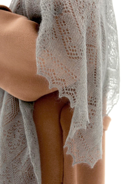 Оренбургский пуховый палантин с шелком АШ12040-03 серый