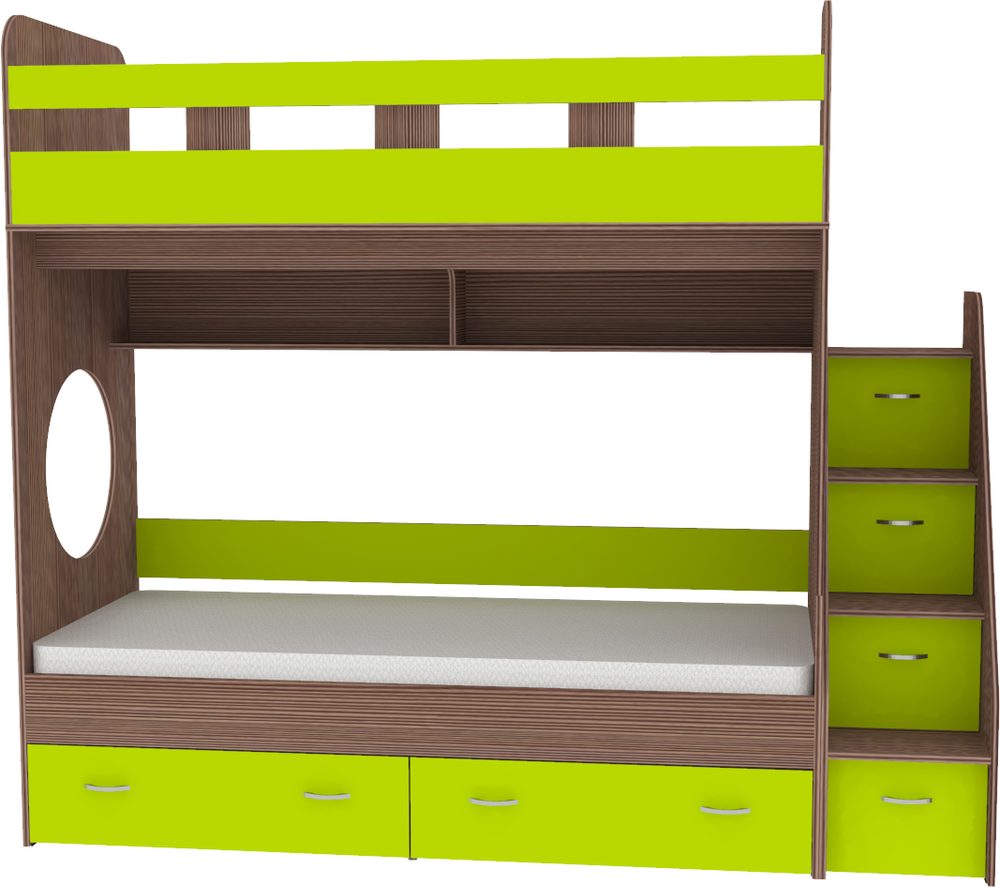 Двухъярусная кровать КарИВи Юниор 1 80x160 Бодего Темный Лайм