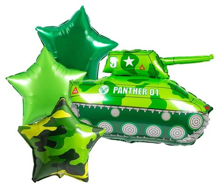 Набор шаров "Танк и зеленые звезды"