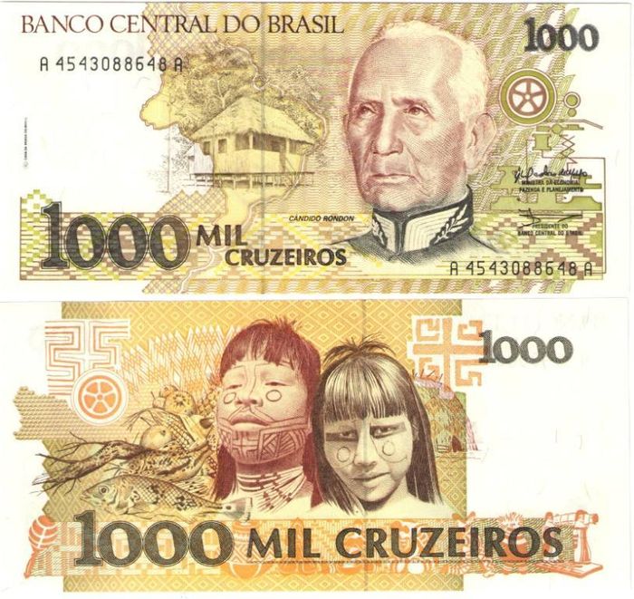 1 000 крузейро 1990 Бразилия