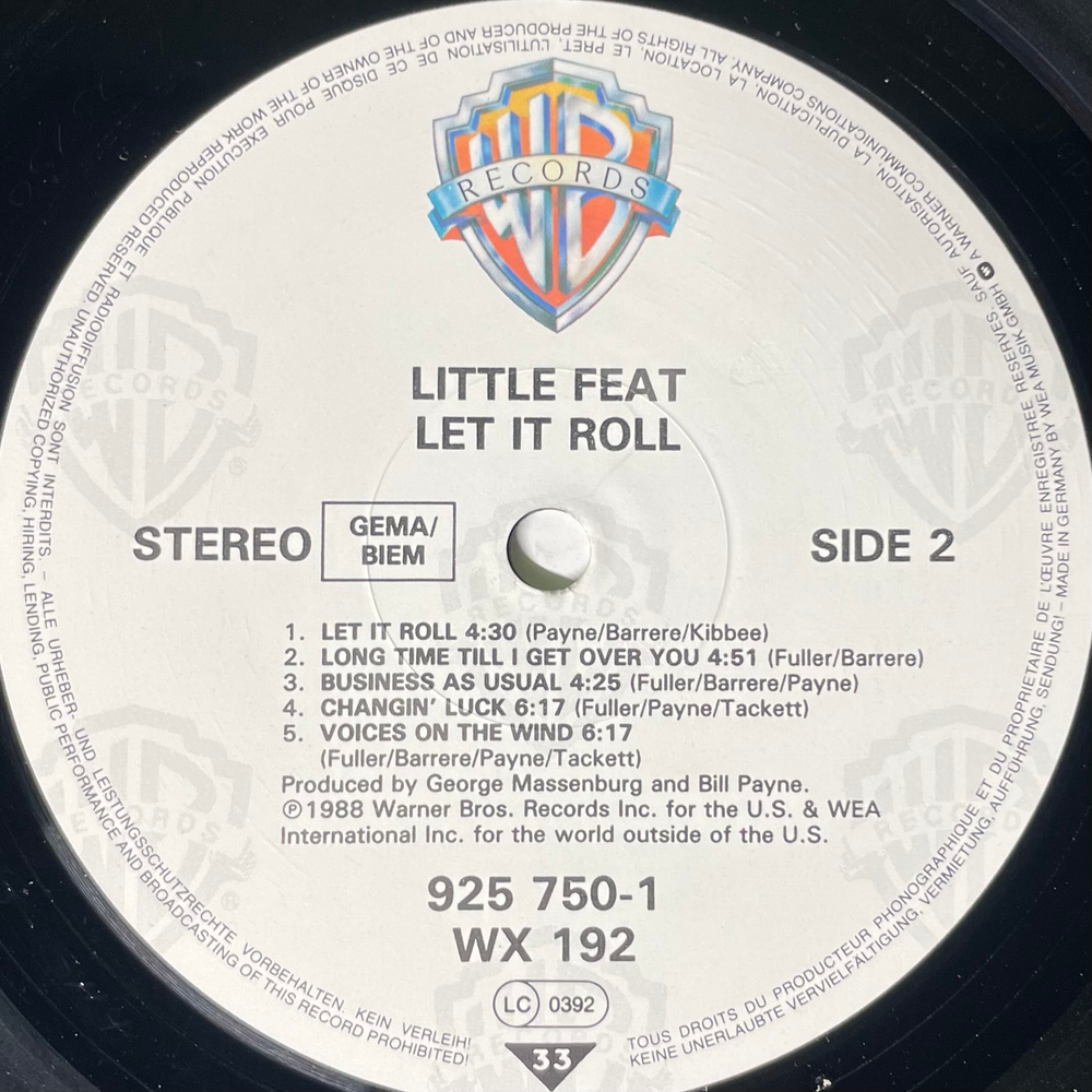 Little Feat ‎– Let It Roll (Германия 1988г.)