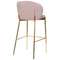 Барный стул Coral, 76 см, розовый велюр с золотыми ножками