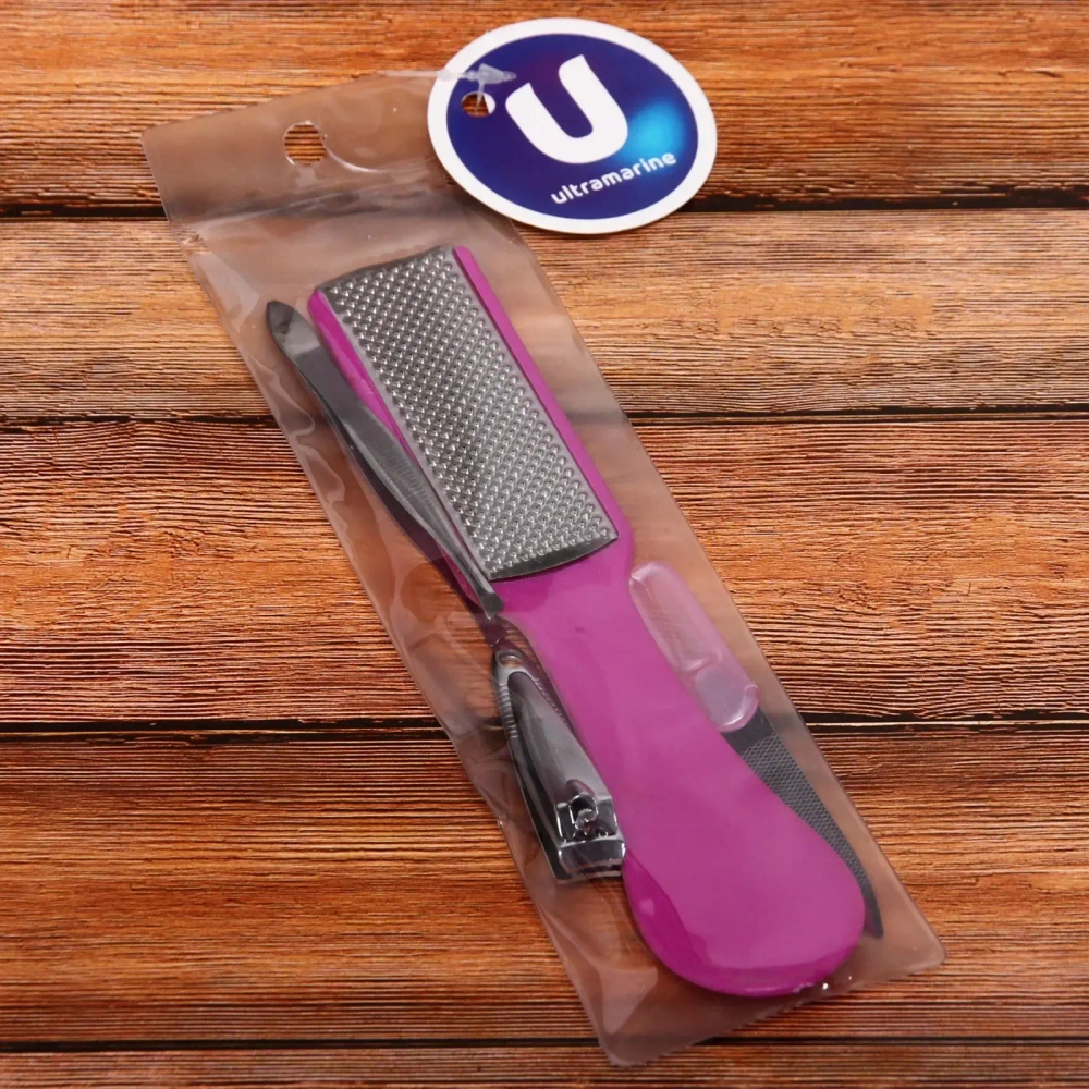 Набор для педикюра в чехле 4шт «Manicure set», цвет микс, (терка, пилка, пинцет, кусачки), 22*6см