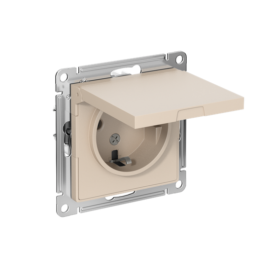 Розетка AtlasDesign 16А IP20 с заземл. защ. шторки с крышкой механизм песочн. SE ATN001246