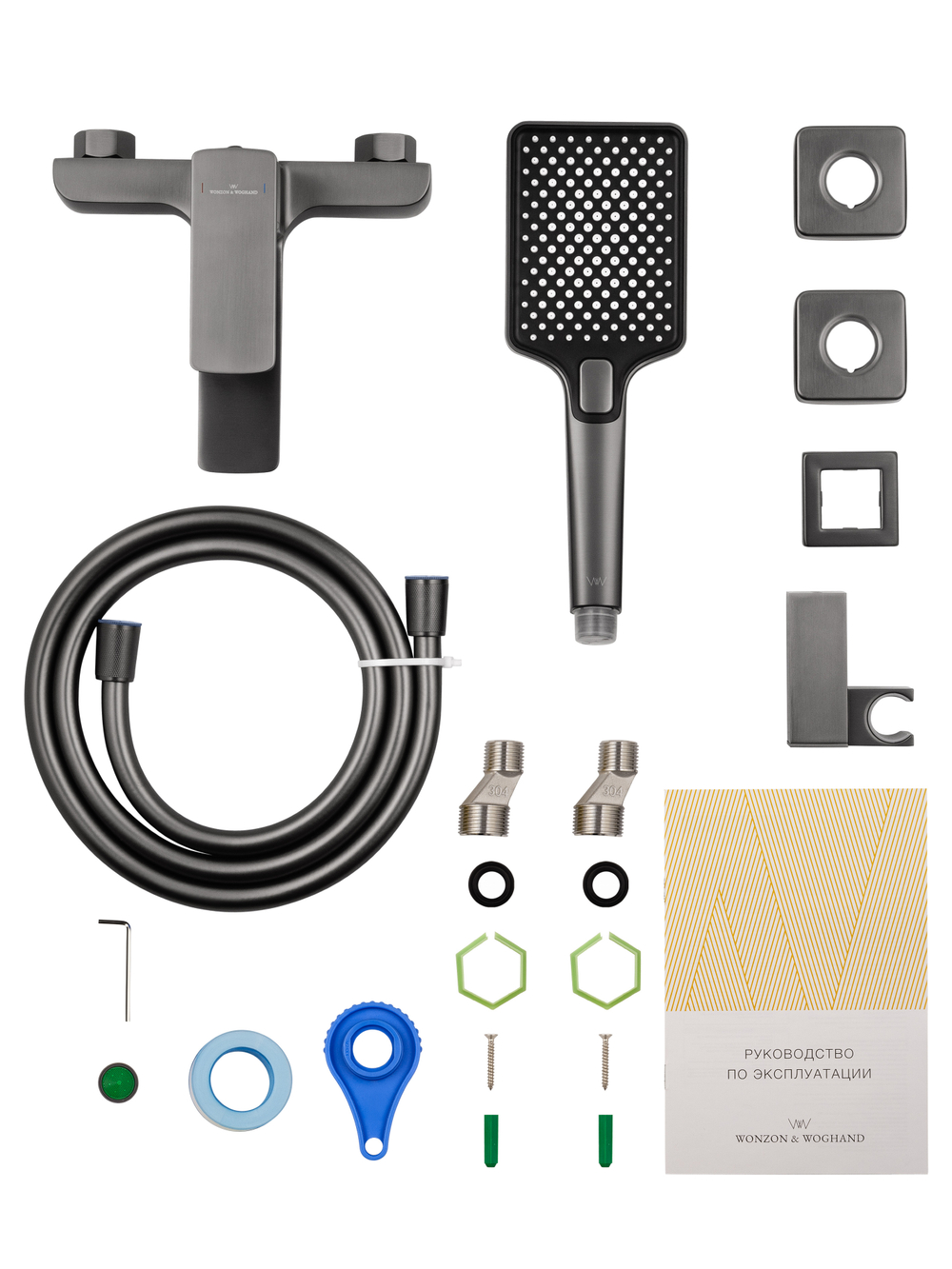 Смеситель для ванны с душем WONZON & WOGHAND EDGE, Темный графит (WW-88639003A-BGM)