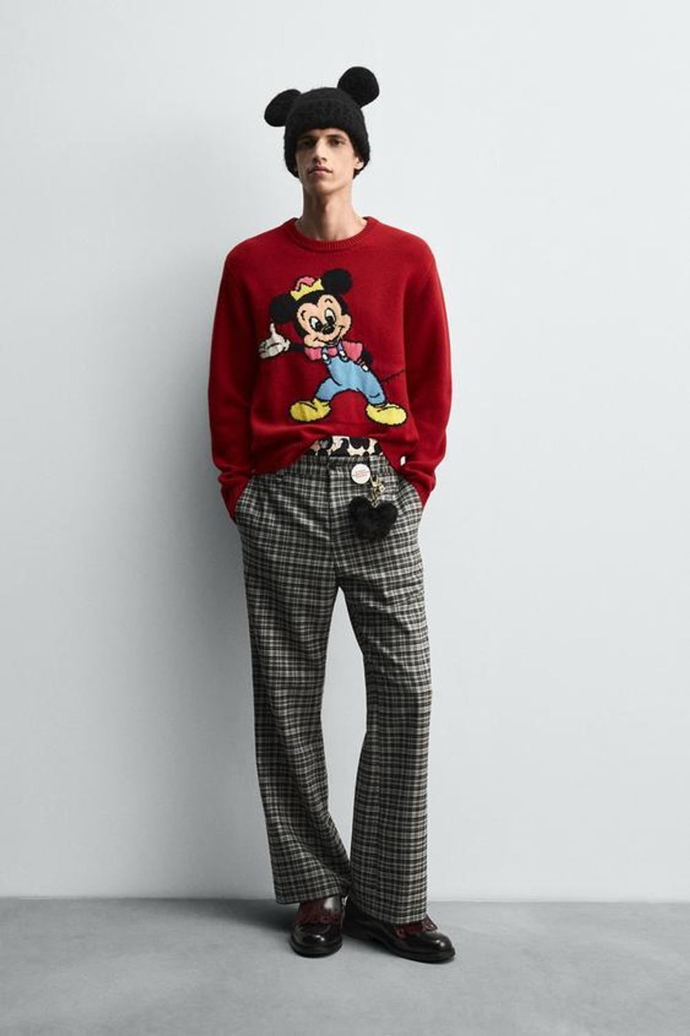 ZARA HARRY LAMBERT X DISNEY ШЕРСТЯНОЙ ДЖЕМПЕР С ПРИНТОМ, КРАСНЫЙ