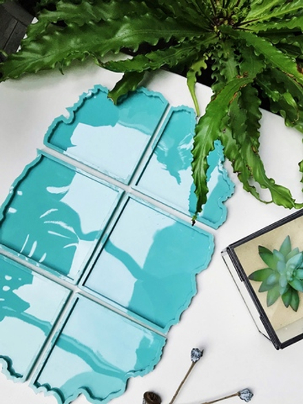 Модель №4, Силиконовый молд в виде среза камня Puzzle Geode (из шести частей)