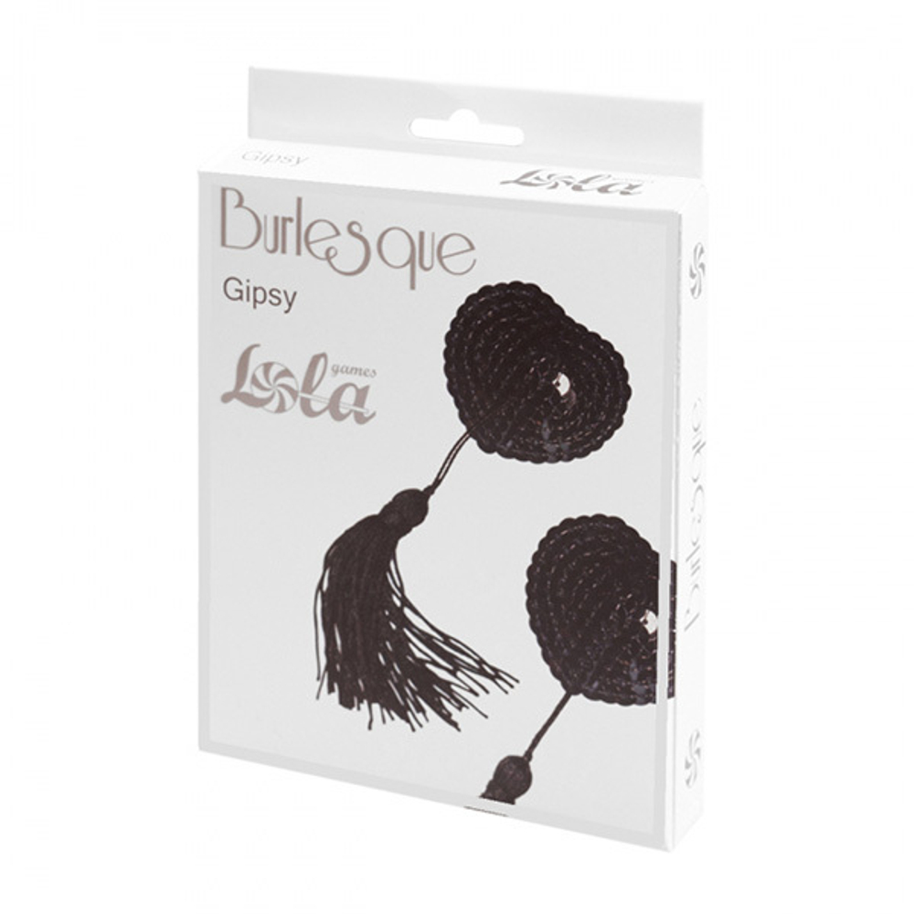 Черные пэстисы-сердечки с кисточками Lola Pasties Burlesque Gipsy Black 3634-05lola
