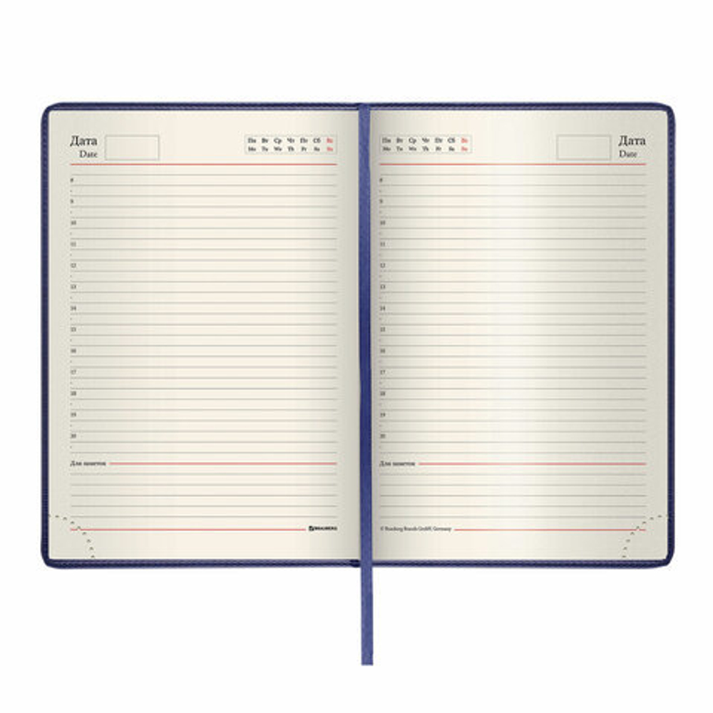 Ежедневник недатированный А5 (138х213 мм) BRAUBERG "Imperial", под гладкую кожу, 160 л., кремовый блок, темно-синий, 123413