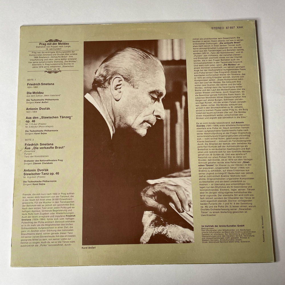 Винтажная виниловая пластинка Bedrich Smetana Сметана, Antonin Dvorak Дворжак, Melodien Von Der Moldau Мелодии из Влтавы (Германия 1974)