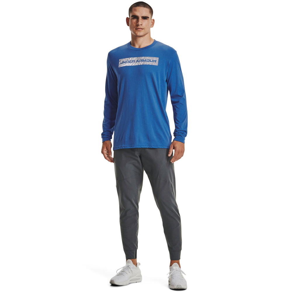 Мужское теннисное поло Under Armour Wordmark Print Fill Long Sleeve Men - Blue