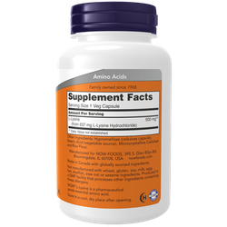 Now Foods L-Lysine 500 mg 100 veg capsules , Лизин