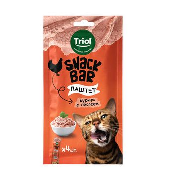 Triol Snack Bar Лакомство для кошек "паштет из курицы с лососем", 40г