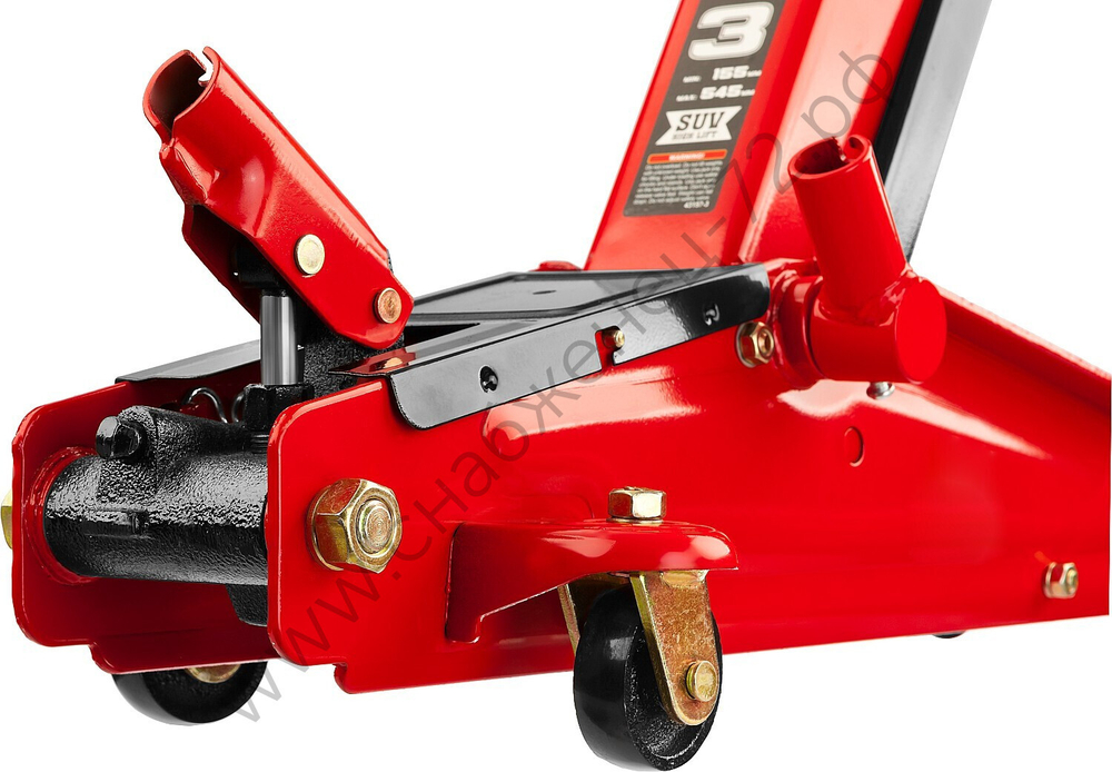 STAYER R-55 RED FORCE, 3 т, 155 - 545 мм, подкатной домкрат с высоким подъемом, Professional (43157-3)