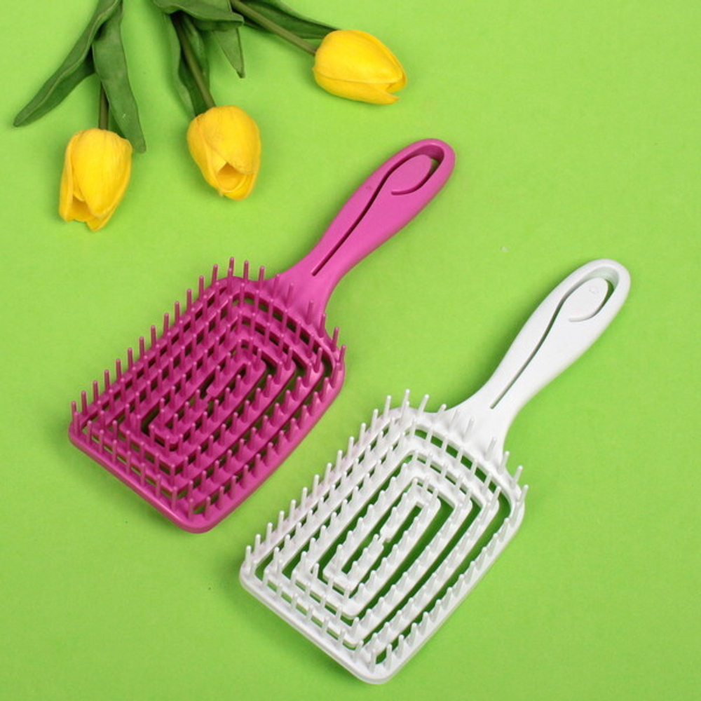 Расчёска массажная «Сosmo style», для бережного расчёсывания мокрых волос, цвет белый, розовый и голубой, 23,5*8см