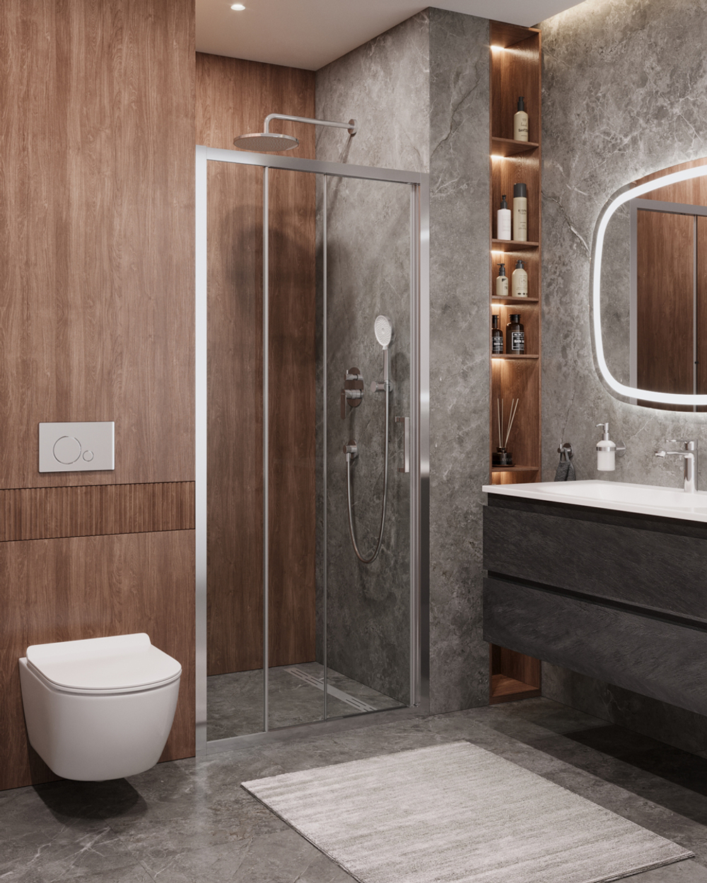 Душевая дверь CEZARES MOLVENO-BF-3-100-C-Cr-IV, 100х195, профиль хром, стекло прозрачное