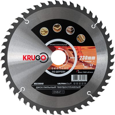 Пильный диск KRUGO 230x2,4/1,6x48Tx30mm, WA230048