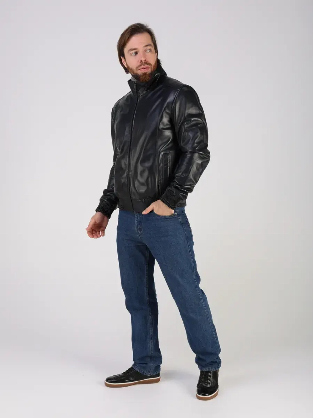 Кожаная куртка демисезонная на резинке