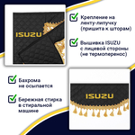 Ламбрекен с косынками двусторонние Isuzu (экокожа, черный, золотые кисточки)