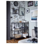 Стеллаж - IKEA VITTSJÖ/VITTSJO, 100х36х93 см, черно-коричневый/стекло, ВИТШЁ/ВИТШЕ ИКЕА