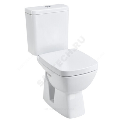 Унитаз-компакт косой выпуск нижний подвод с арматурой 2/реж слив кнопка с сиденьем дюропласт белый Нео Лайт Santek 1.WH30.2.408